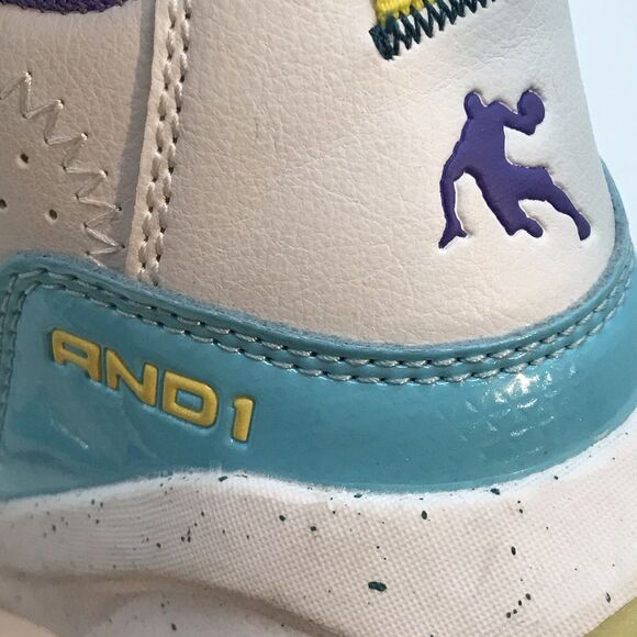 AND1 White Glow In The Dark Sneakers Youth 13 Hook & Loop Basketball Shoes - Picture 11 of 13